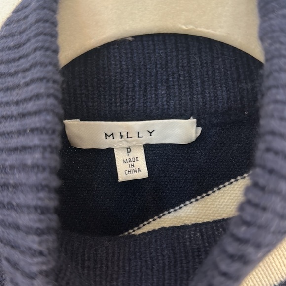 Molly Cashmere Navy Stripes Asymmetrical top - Picture 11 of 12